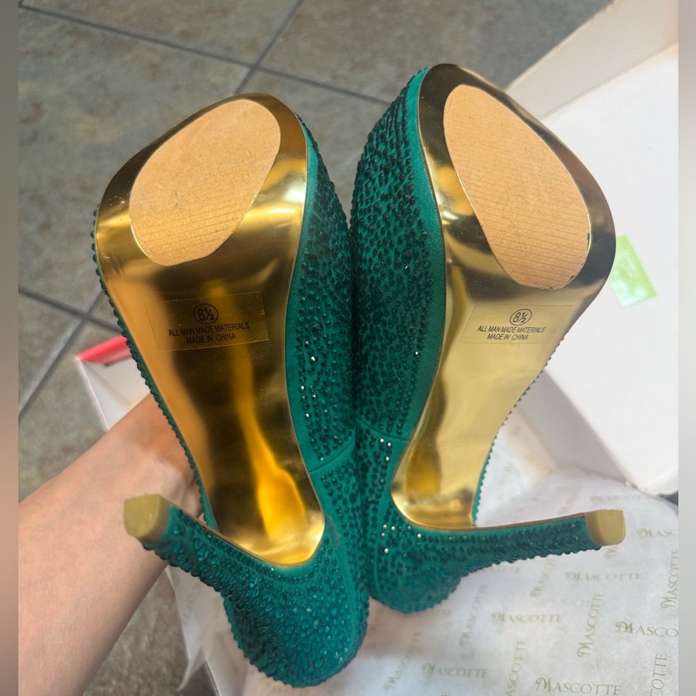 Mascotte Green Crystal Heels US 8.5